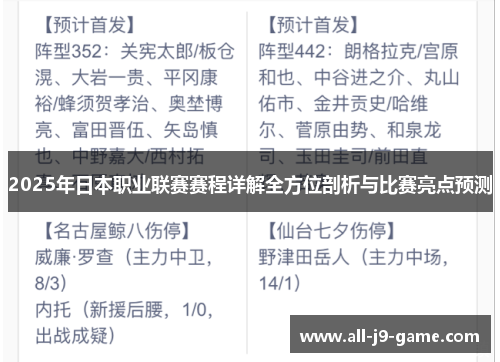 2025年日本职业联赛赛程详解全方位剖析与比赛亮点预测 2025年日本职业联赛赛程详解全方位剖析与比赛亮点预测