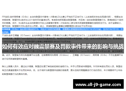 如何有效应对魏震禁赛及罚款事件带来的影响与挑战 如何有效应对魏震禁赛及罚款事件带来的影响与挑战