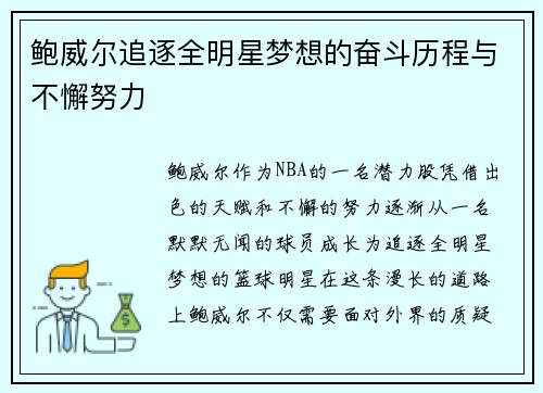 鲍威尔追逐全明星梦想的奋斗历程与不懈努力